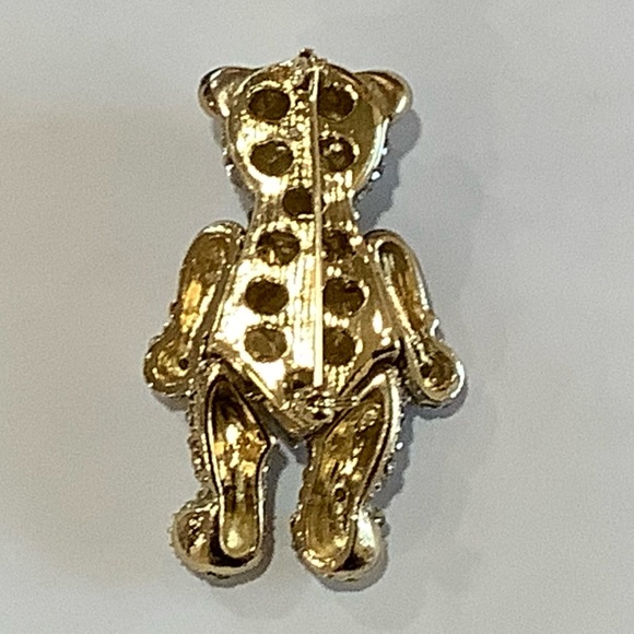 Gold-Tone Crystal Pumpkin Bear Brooch Pin - Picture 3 of 11
